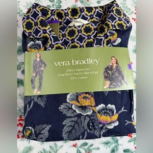 Vera Bradley Women’s 2-Piece Cotton Pajama Set Blue XS NWT Button Down